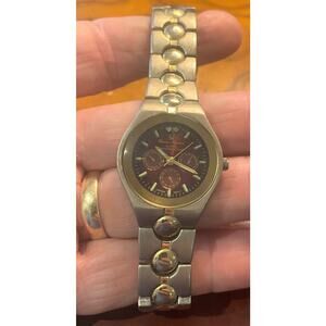 Women's Two Tone Charles Raymond 28mm Watch, Red Face, Water Resistant